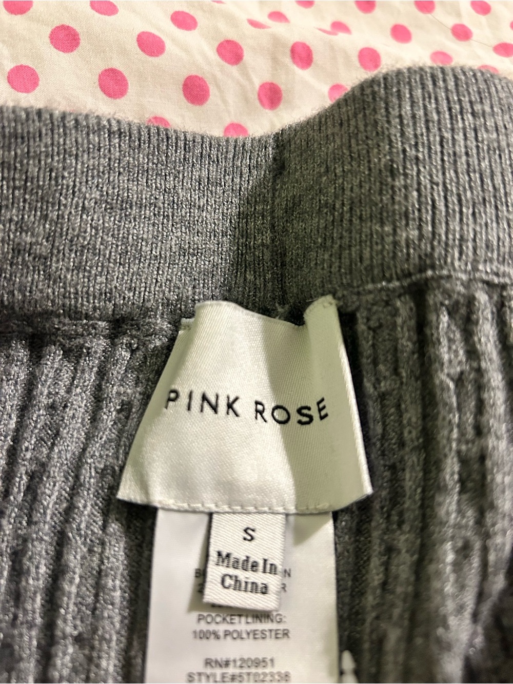 Pink Rose Ribbed Drawstring Mini Skirt - Gray - Picture 3 of 3